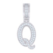 925 Sterling Silver Unisex Cubic-Zirconia Initial Letter Q Charm Pendant