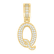925 Sterling Silver Yellow-Tone Unisex Cubic-Zirconia Initial Letter Q Charm Pendant