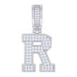 925 Sterling Silver Unisex Cubic-Zirconia Initial Letter R Charm Pendant