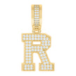 925 Sterling Silver Yellow-Tone Unisex Cubic-Zirconia Initial Letter R Charm Pendant