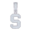 925 Sterling Silver Unisex Cubic-Zirconia Initial Letter S Charm Pendant