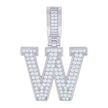 925 Sterling Silver Unisex Cubic-Zirconia Initial Letter W Charm Pendant
