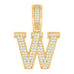 925 Sterling Silver Yellow-Tone Unisex Cubic-Zirconia Initial Letter W Charm Pendant