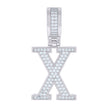 925 Sterling Silver Unisex Cubic-Zirconia Initial Letter X Charm Pendant