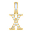 925 Sterling Silver Yellow-Tone Unisex Cubic-Zirconia Initial Letter X Charm Pendant