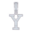 925 Sterling Silver Unisex Cubic-Zirconia Initial Letter Y Charm Pendant