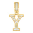 925 Sterling Silver Yellow-Tone Unisex Cubic-Zirconia Initial Letter Y Charm Pendant