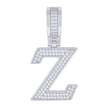 925 Sterling Silver Unisex Cubic-Zirconia Initial Letter Z Charm Pendant