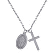 925 Sterling Silver Womens Cross & Guadalupe Religious Rolo Link Necklace