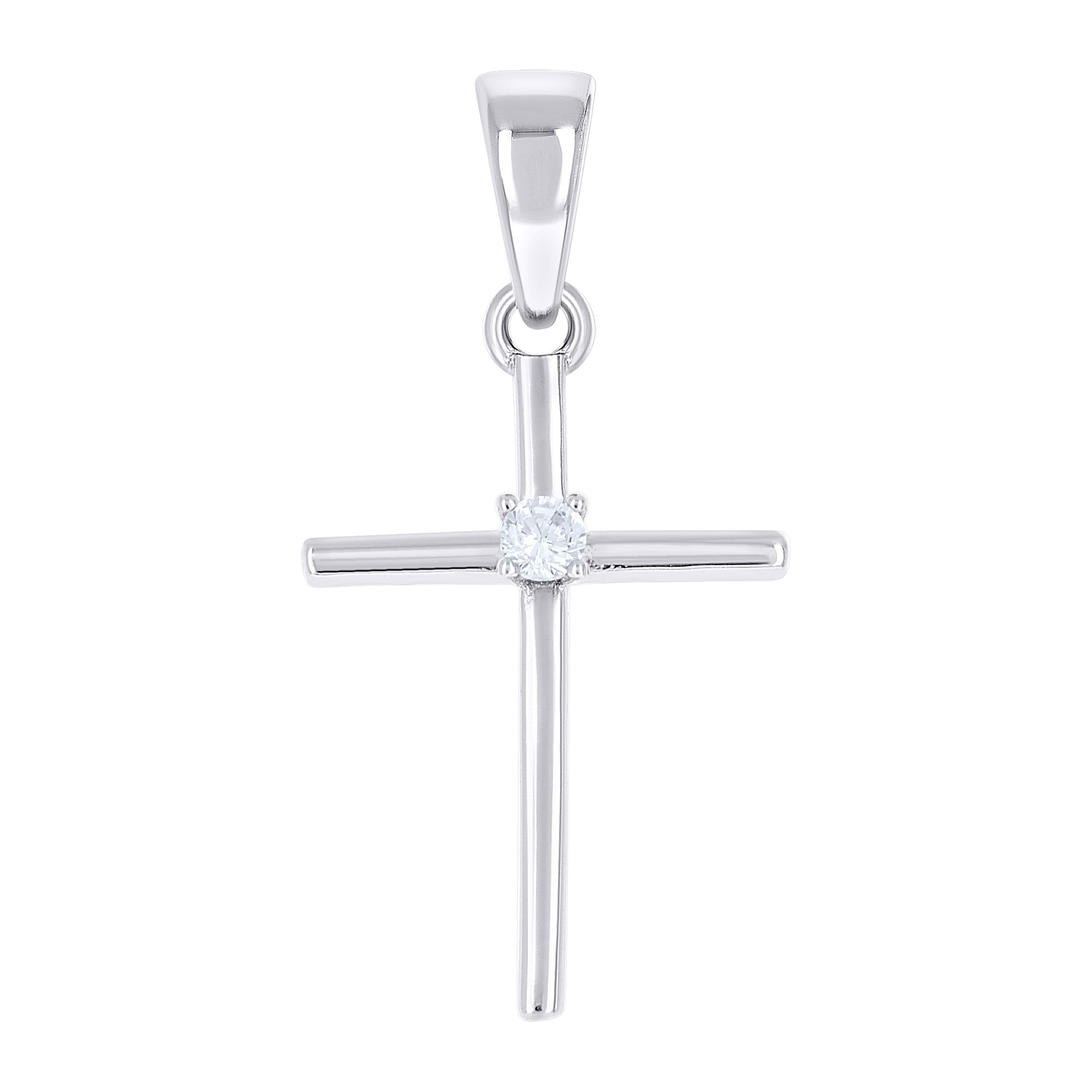 925 Sterling Silver Unisex Cubic-Zirconia Cross Religious Charm Pendant