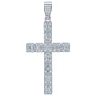 925 Sterling Silver Mens Baguette Round Cubic-Zirconia Cross Religious Charm Pendant 