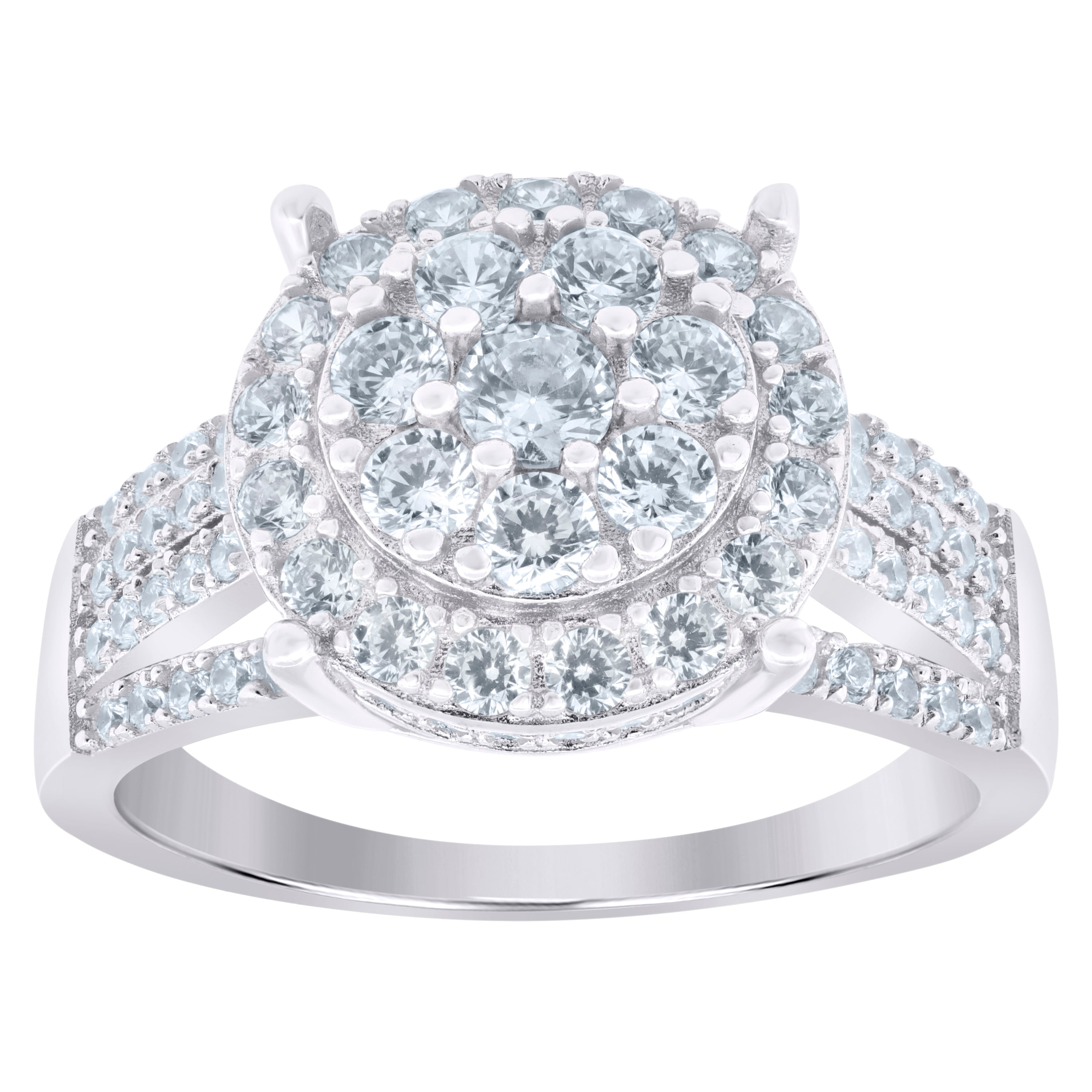 925 Sterling Silver Womens Round Cubic-Zirconia Round Head Fashion Ring Size 6