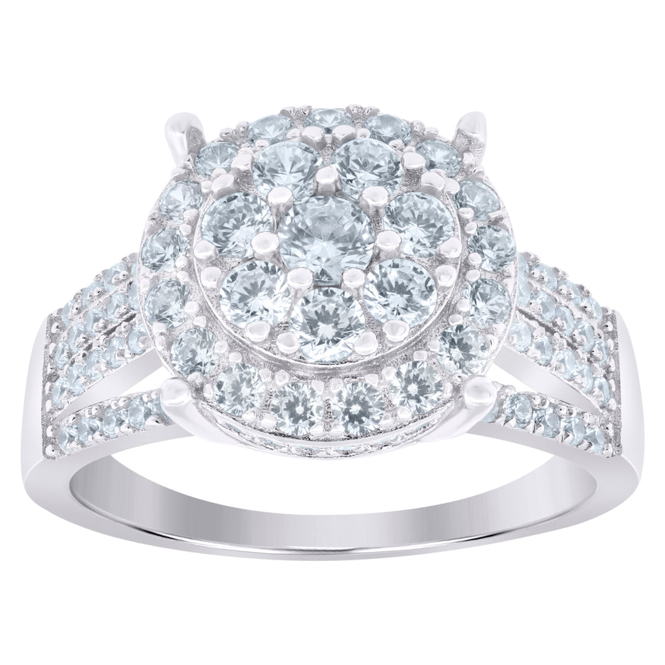 925 Sterling Silver Womens Round Cubic-Zirconia Round Head Fashion Ring Size 6