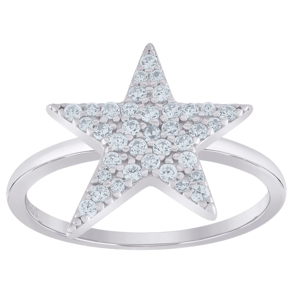 925 Sterling Silver Womens Cubic-Zirconia Star Fashion Ring Size 7 - SLV-104813