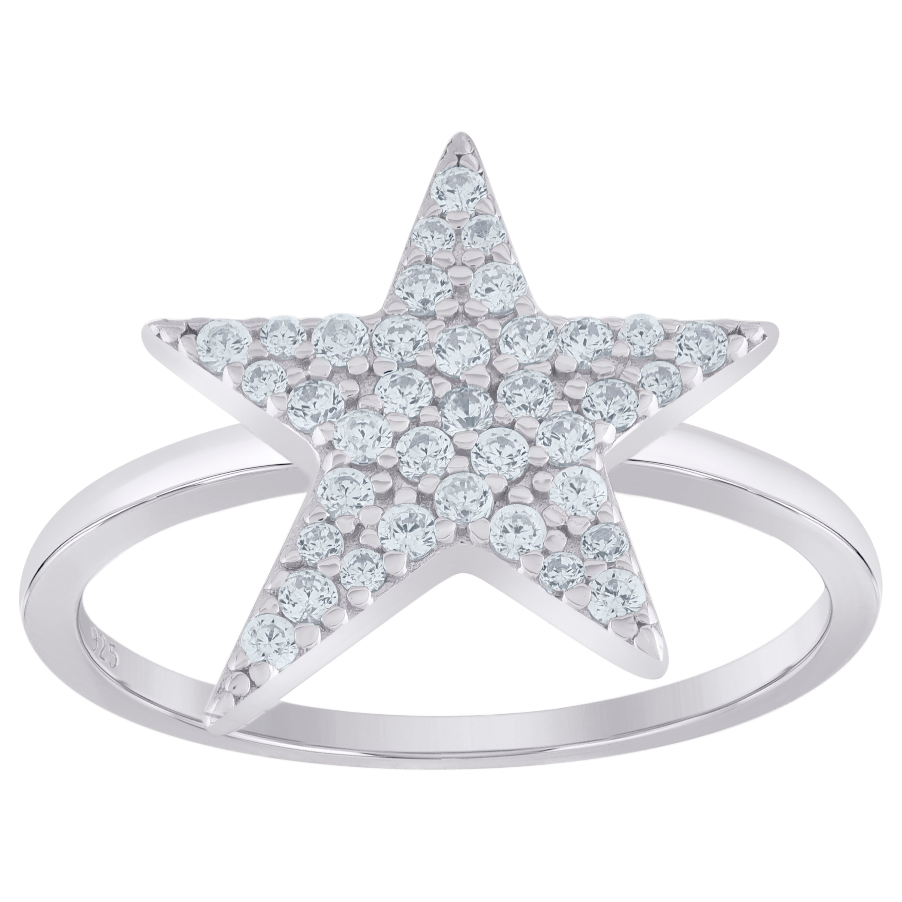 925 Sterling Silver Womens Cubic-Zirconia Star Fashion Ring Size 9 - SLV-104815