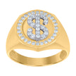 10kt Two-Tone Gold Mens Cubic-Zirconia Dollar Sign Symbols Currency Ring 