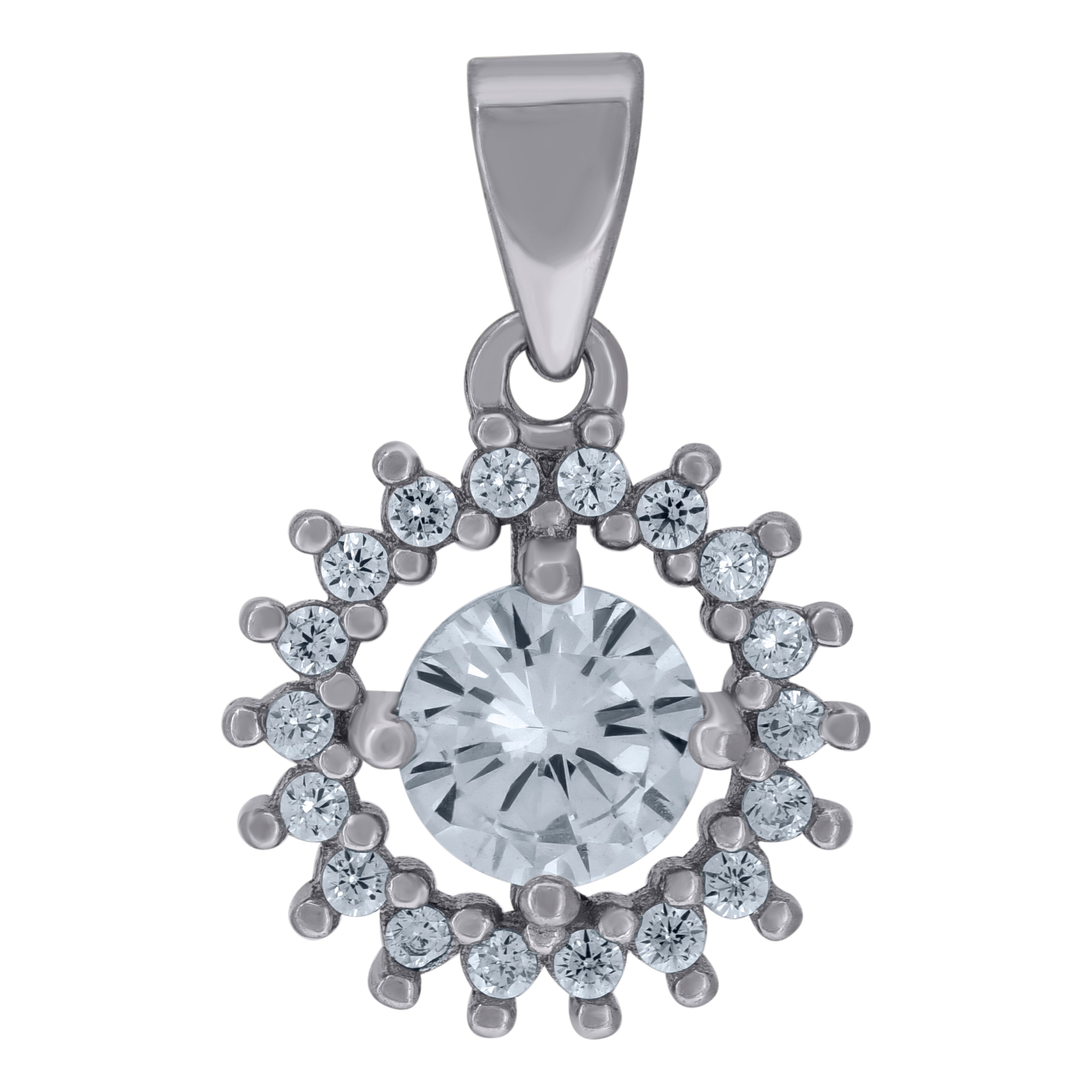 925 Sterling Silver Womens Cubic-Zirconia Fashion Charm Pendant 