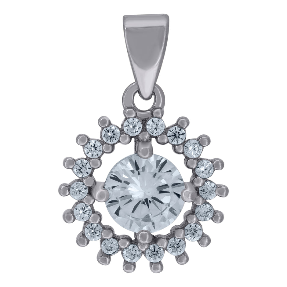 925 Sterling Silver Womens Cubic-Zirconia Fashion Charm Pendant 