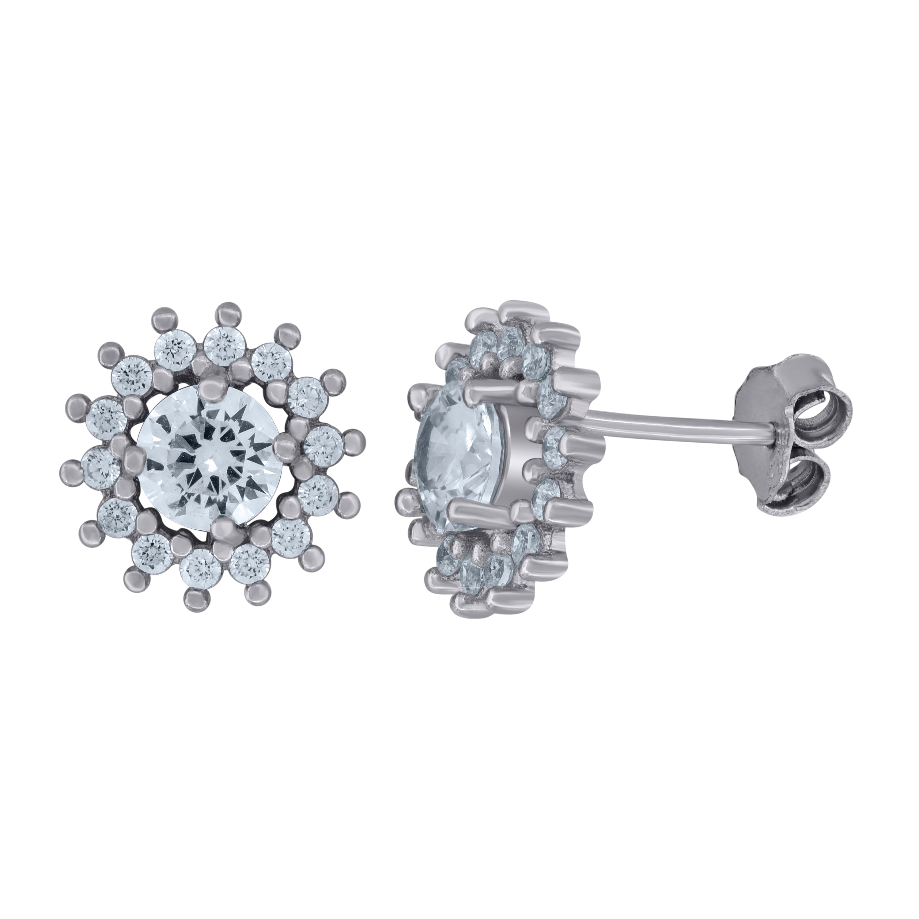 925 Sterling Silver Womens Cubic-Zirconia Fashion Stud Earrings 