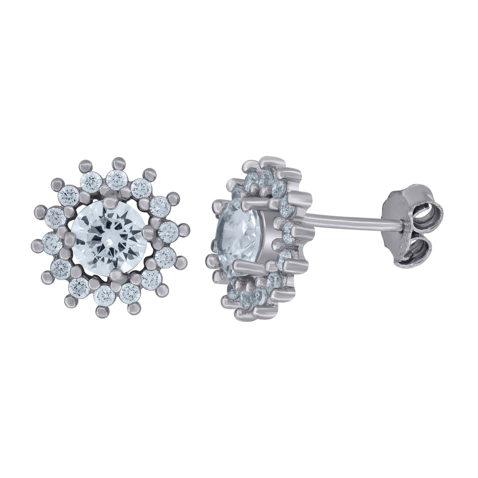 925 Sterling Silver Womens Cubic-Zirconia Fashion Stud Earrings 