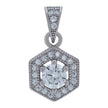 925 Sterling Silver Womens Cubic-Zirconia Octagonal Fashion Charm Pendant 