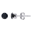925 Sterling Silver Unisex Black Cubic-Zirconia Classic Stud Earrings 