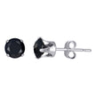 925 Sterling Silver Unisex Black Cubic-Zirconia Classic Stud Earrings 
