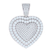 925 Sterling Silver Womens Cubic-Zirconia Cluster Heart Charm Pendant