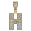 925 Sterling Silver Yellow-Tone Mens Baguette Cubic-Zirconia H Alphabet Initials Charm Pendant