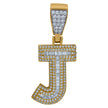 925 Sterling Silver Yellow-Tone Mens Baguette Cubic-Zirconia J Alphabet Initials Charm Pendant