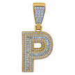 925 Sterling Silver Yellow-Tone Mens Baguette Cubic-Zirconia P Alphabet Initials Charm Pendant