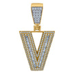 925 Sterling Silver Yellow-Tone Mens Baguette Cubic-Zirconia B Alphabet Initials Charm Pendant