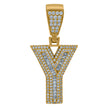 925 Sterling Silver Yellow-Tone Mens Baguette Cubic-Zirconia Y Alphabet Initials Charm Pendant