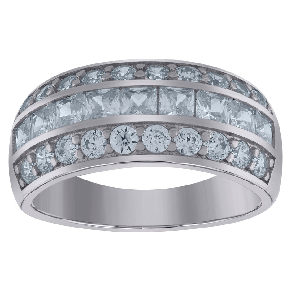 925 Sterling Silver Womens Princess-Cut Cubic-Zirconia Wedding Band Ring Size 9