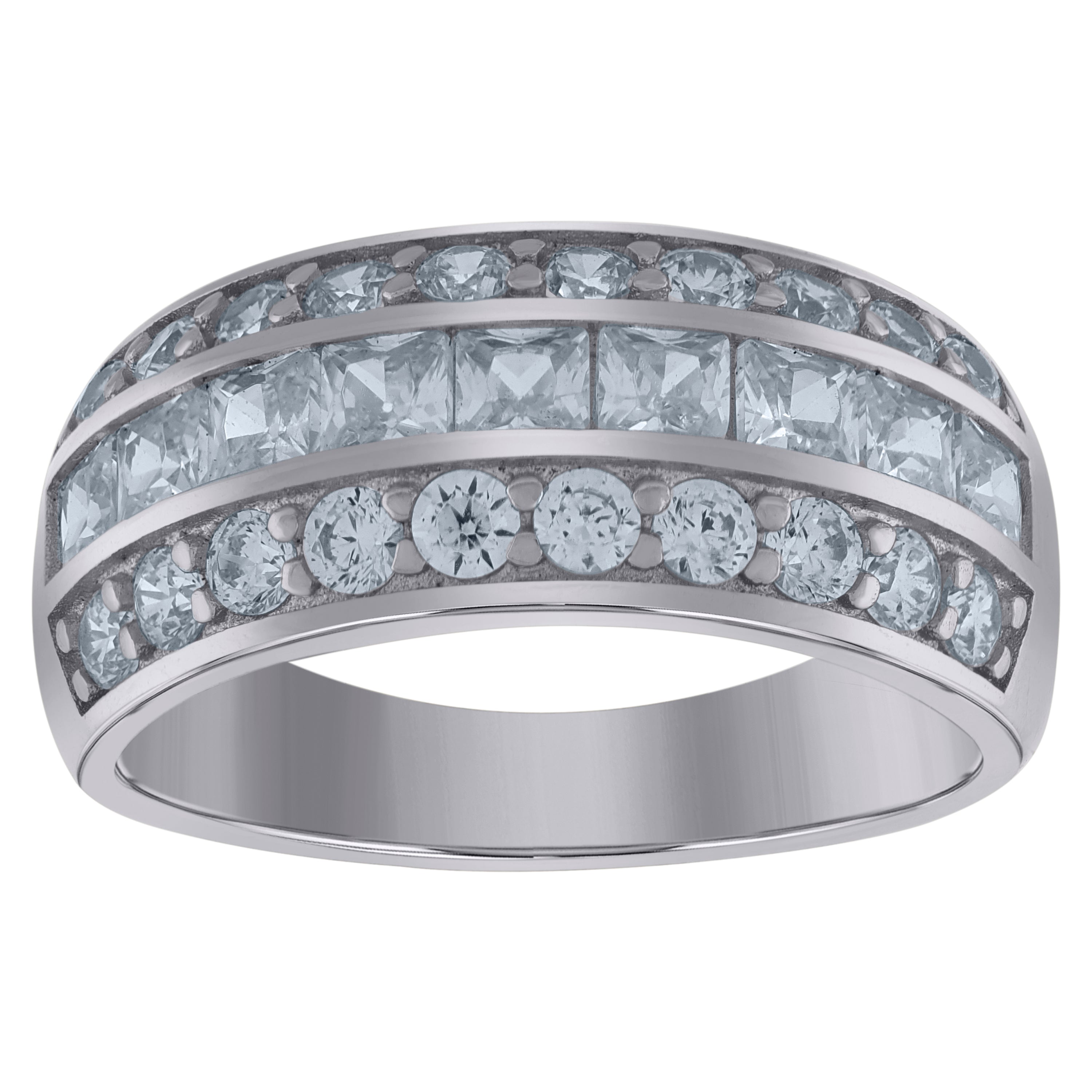 925 Sterling Silver Womens Princess-Cut Cubic-Zirconia Wedding Band Ring Size 11 - SLV-105670
