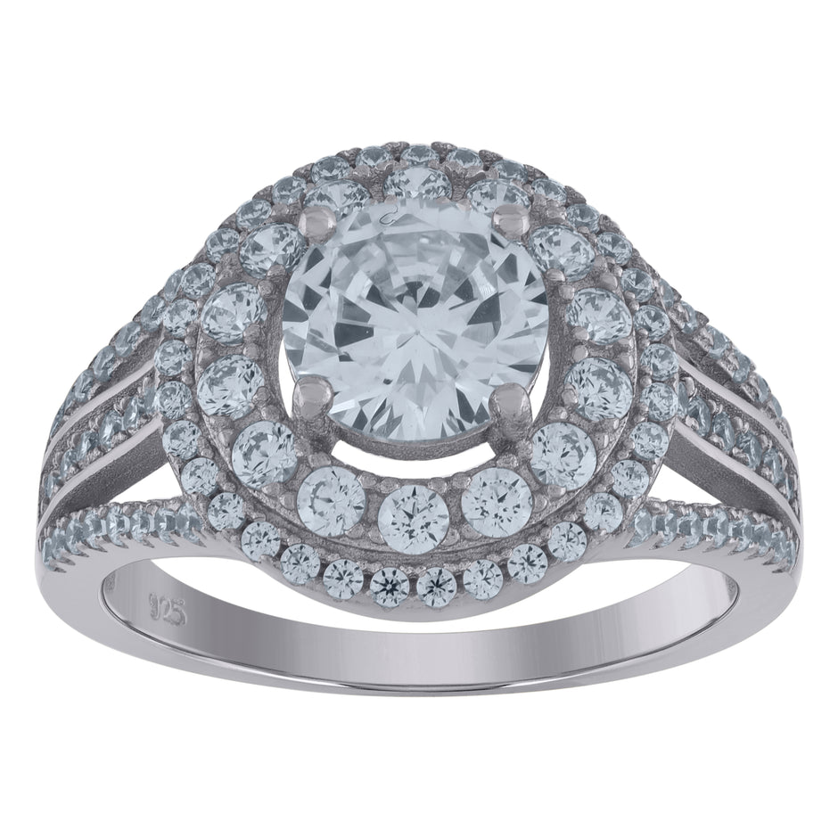 925 Sterling Silver Womens Cubic-Zirconia Engagement Ring Size 7