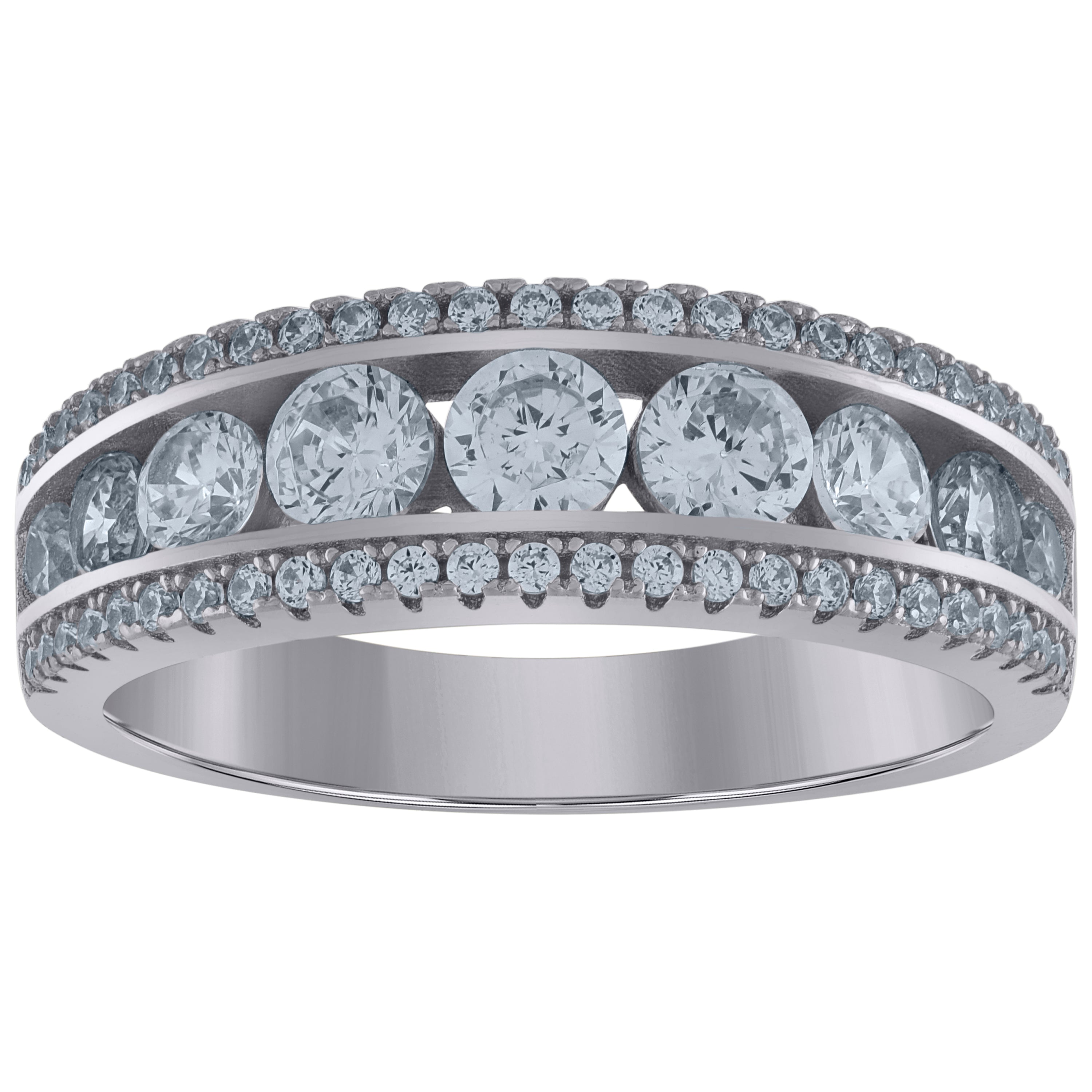 925 Sterling Silver Womens Cubic-Zirconia Wedding Band Ring Size 9 - SLV-105673
