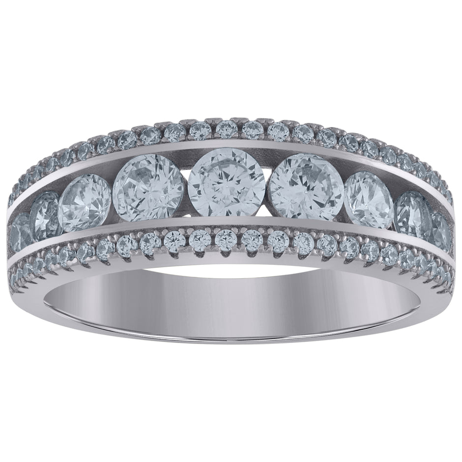 925 Sterling Silver Womens Cubic-Zirconia Wedding Band Ring Size 8 - SLV-105672
