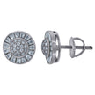925 Sterling Silver Unisex Baguette Cubic-Zirconia Fashion Stud Earrings 