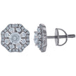 925 Sterling Silver Unisex Cubic-Zirconia Octagon Fashion Stud Earrings 