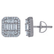 925 Sterling Silver Unisex Baguette Cubic-Zirconia Fashion Stud Earrings 