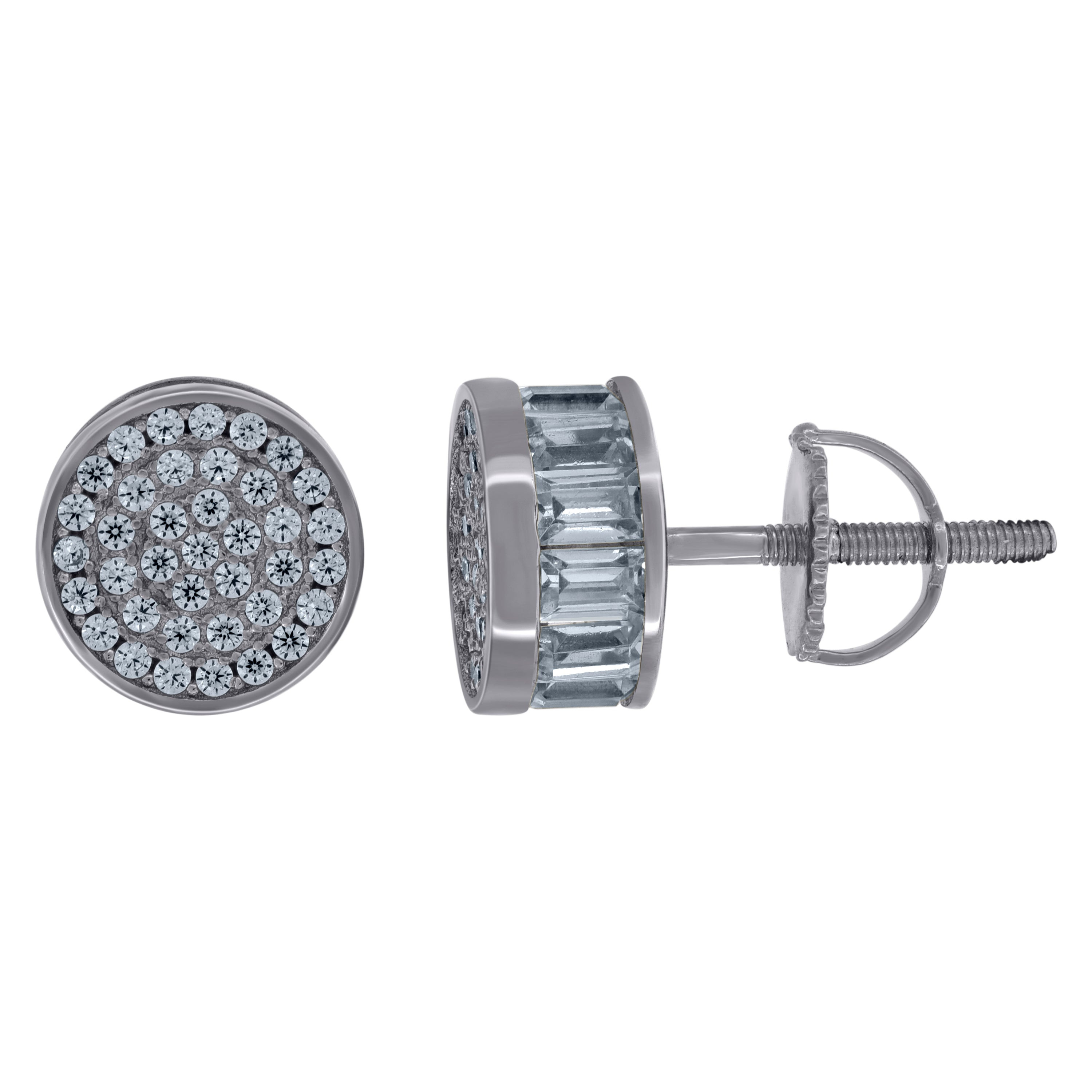 925 Sterling Silver Unisex Cubic-Zirconia Fashion Stud Earrings 