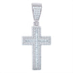 925 Sterling Silver Unisex Round Baguette Cubic-Zirconia Cross Religious Charm Pendant