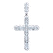 925 Sterling Silver Mens Baguette Round Cubic-Zirconia Cross Religious Charm Pendant