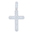 925 Sterling Silver Men Baguette Round Cubic-Zirconia Cross Religious Charm Pendant 