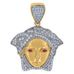 10kt Two-tone Gold Mens Purple White Cubic-Zirconia Medusa Egyptian Fashion Charm Pendant