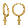 925 Sterling Silver Yellow-Tone Unisex Cross Religious Dangle Hoop Earrings