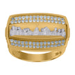 10kt Two-Tone Gold Mens Cubic-Zirconia Last Supper Religious Ring