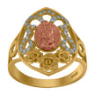 10kt Two-Tone Gold Womens Cubic-Zirconia Guadalupe Religious Ring
