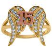 10kt Two-tone Gold Womens Cubic-Zirconia Angel Wings 15 Anos Quinceanera Ring